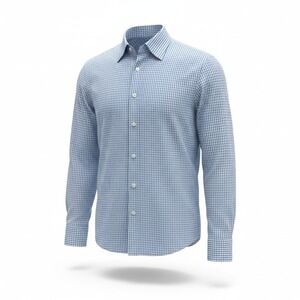 IZOD Mens Regular Fit Stretch Button Down Shirt Blue White Check 17 17.5 32/33